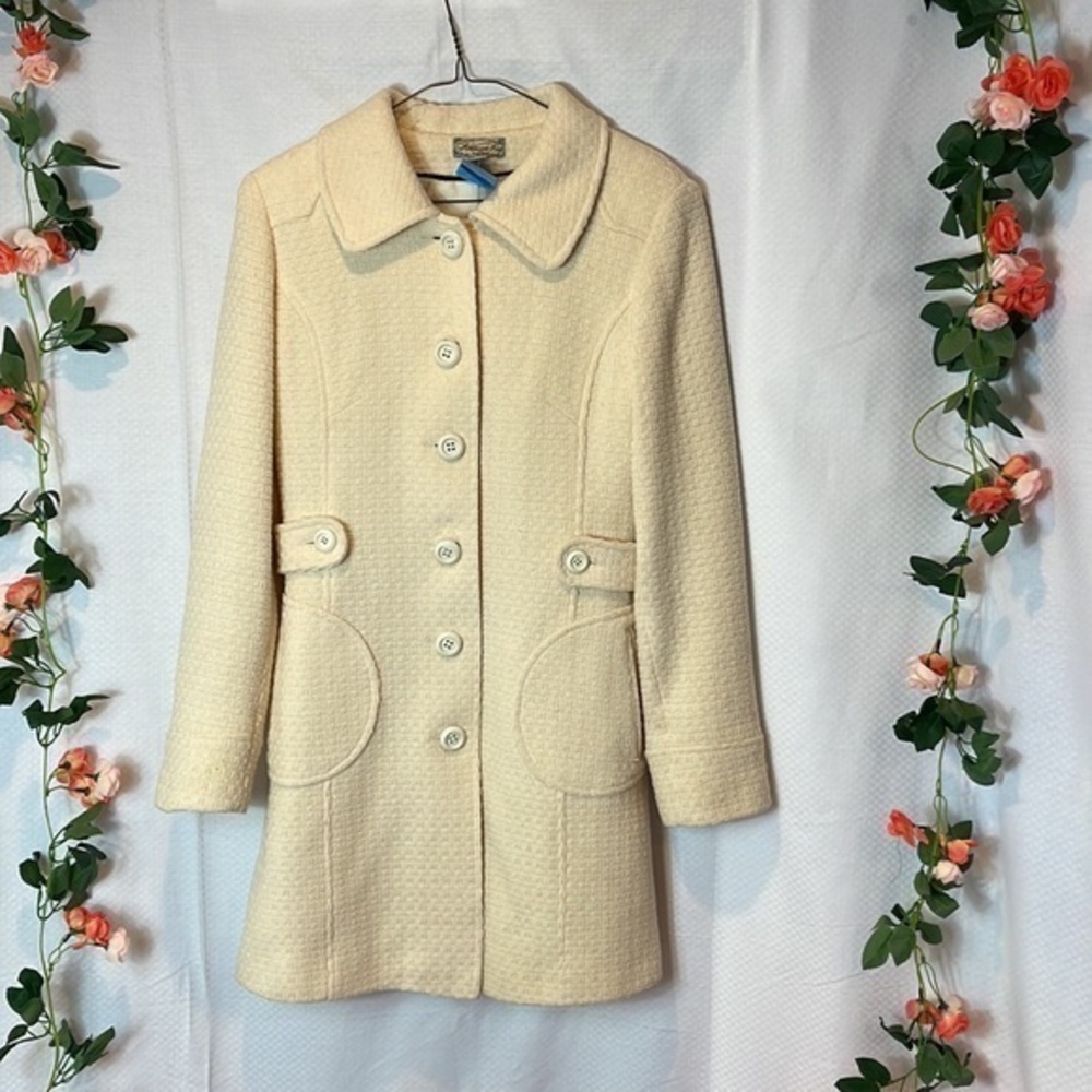 American Rag cream tweed wool Blend coat Size M